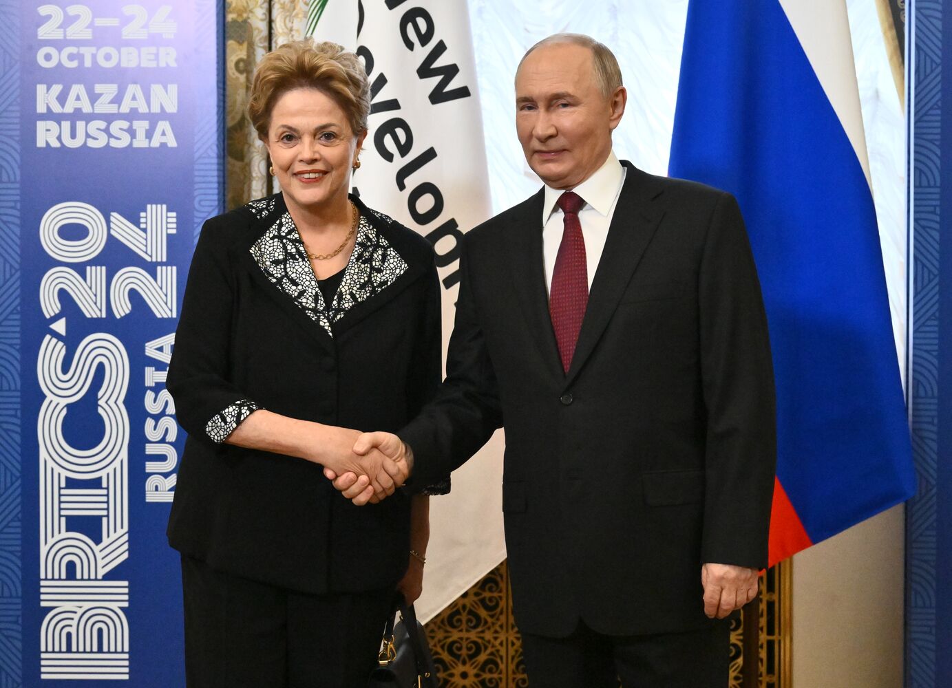 16th BRICS Summit. Russian President Vladimir Putin meets with BRICS New Development Bank President Dilma Rousseff