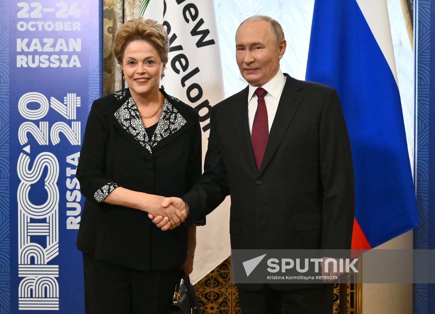 16th BRICS Summit. Russian President Vladimir Putin meets with BRICS New Development Bank President Dilma Rousseff