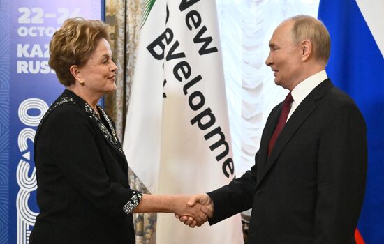 16th BRICS Summit. Russian President Vladimir Putin meets with BRICS New Development Bank President Dilma Rousseff