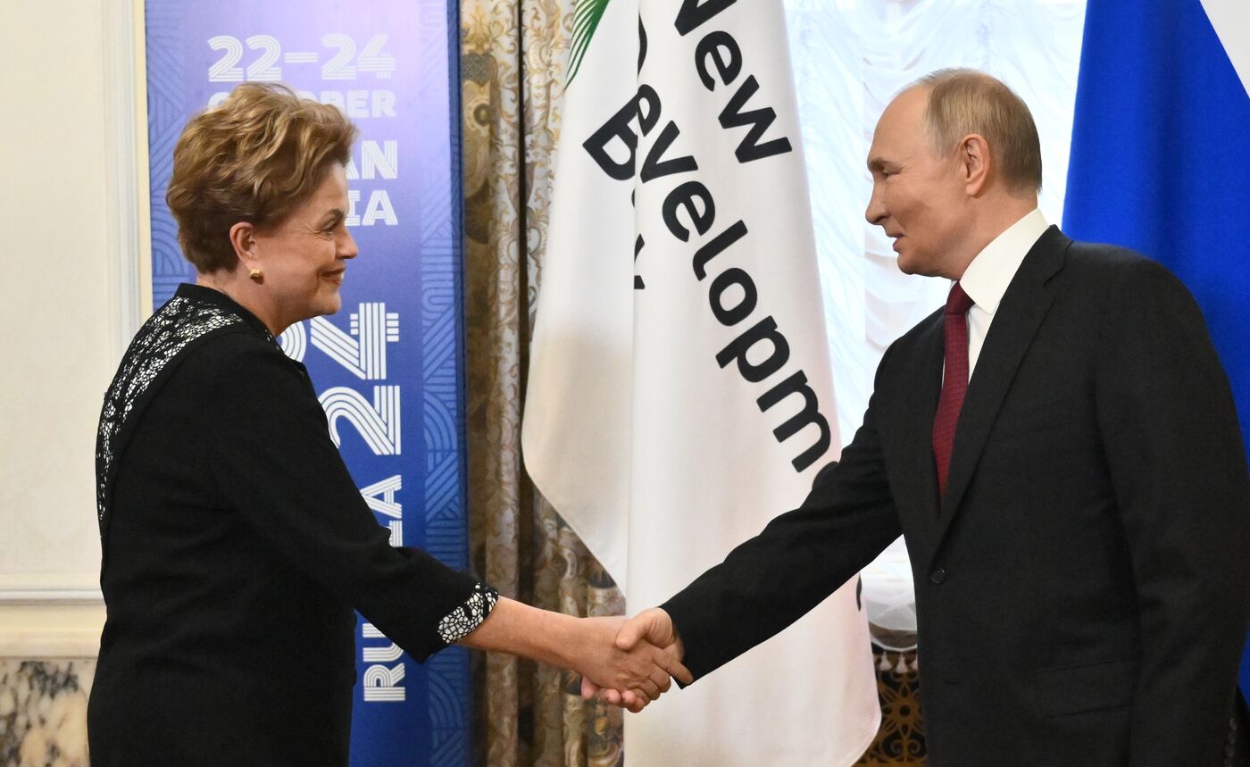 16th BRICS Summit. Russian President Vladimir Putin meets with BRICS New Development Bank President Dilma Rousseff