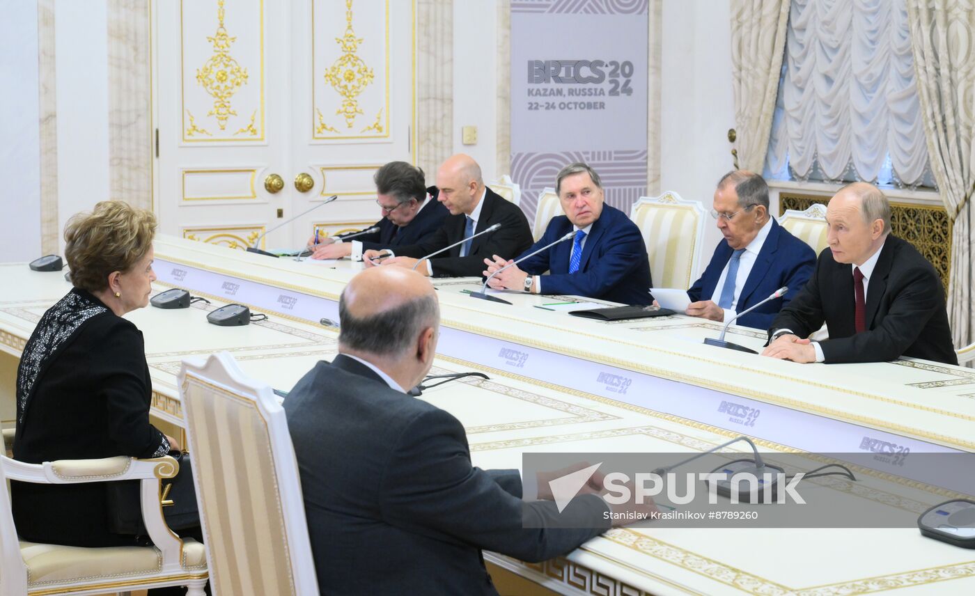 16th BRICS Summit. Russian President Vladimir Putin meets with BRICS New Development Bank President Dilma Rousseff