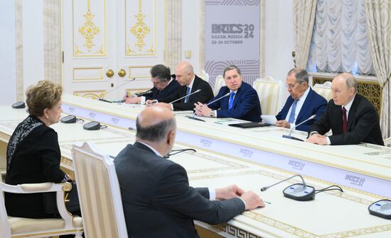 16th BRICS Summit. Russian President Vladimir Putin meets with BRICS New Development Bank President Dilma Rousseff