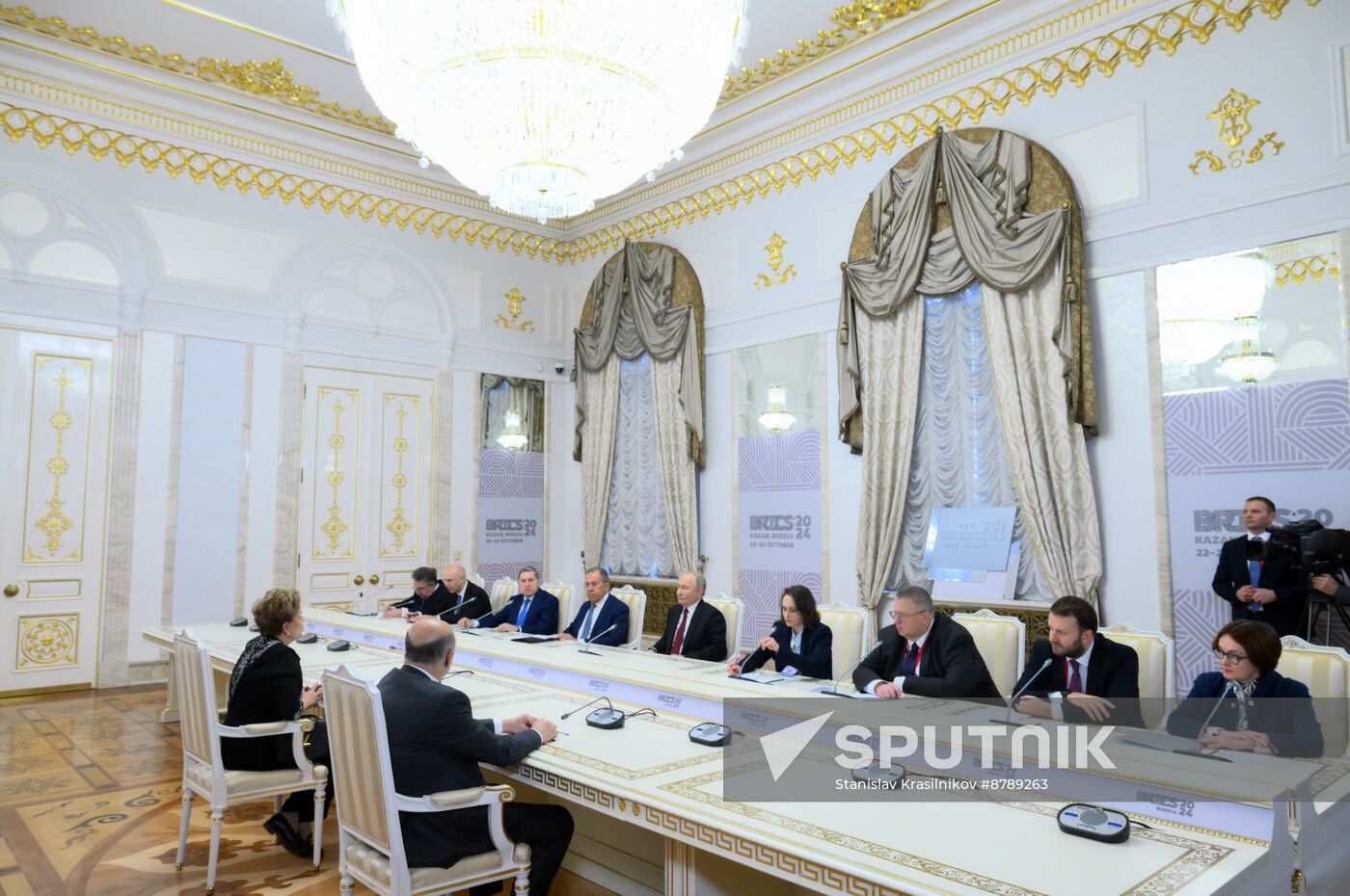 16th BRICS Summit. Russian President Vladimir Putin meets with BRICS New Development Bank President Dilma Rousseff