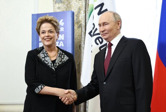 16th BRICS Summit. Russian President Vladimir Putin meets with BRICS New Development Bank President Dilma Rousseff