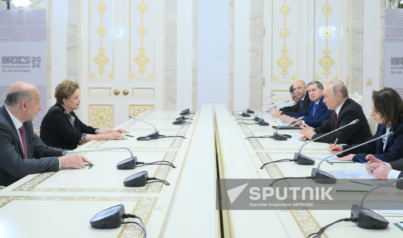 16th BRICS Summit. Russian President Vladimir Putin meets with BRICS New Development Bank President Dilma Rousseff