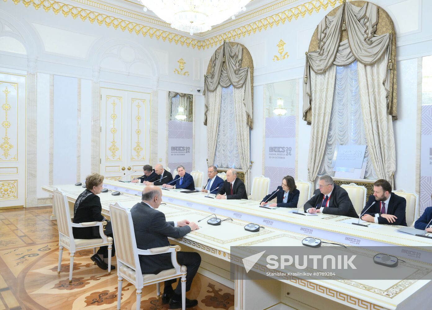 16th BRICS Summit. Russian President Vladimir Putin meets with BRICS New Development Bank President Dilma Rousseff