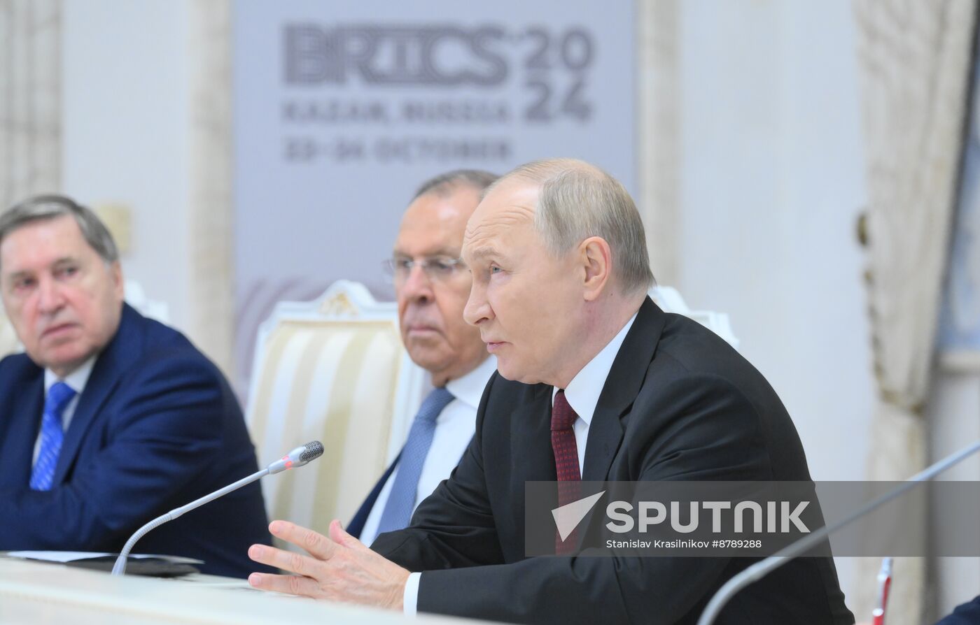 16th BRICS Summit. Russian President Vladimir Putin meets with BRICS New Development Bank President Dilma Rousseff