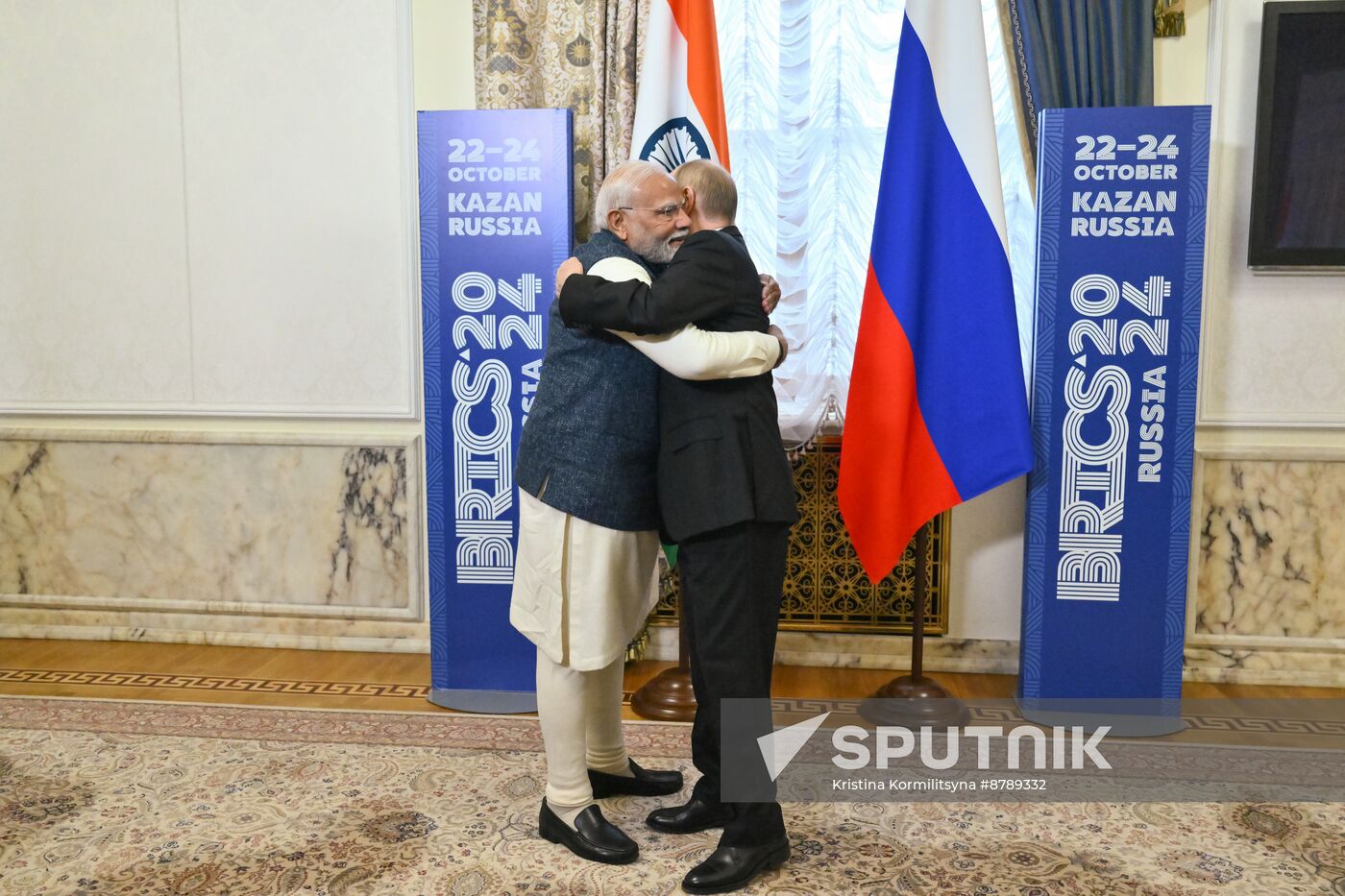 16th BRICS Summit. Russian President Vladimir Putin meets with Indian Prime Minister Narendra Modi