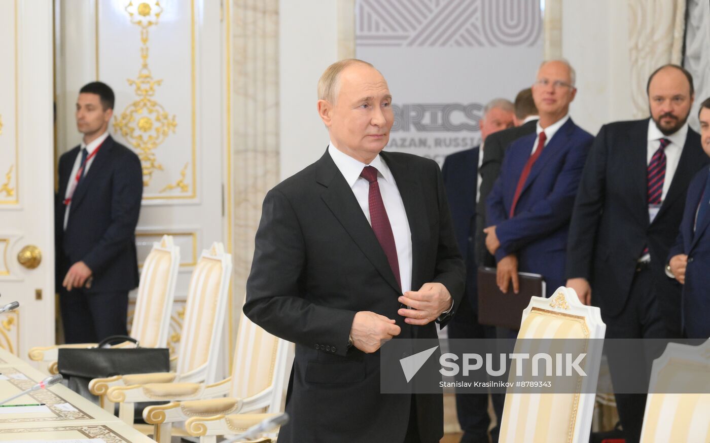 16th BRICS Summit. Russian President Vladimir Putin meets with Indian Prime Minister Narendra Modi