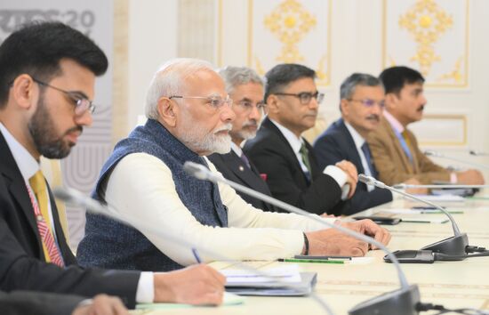 16th BRICS Summit. Russian President Vladimir Putin meets with Indian Prime Minister Narendra Modi