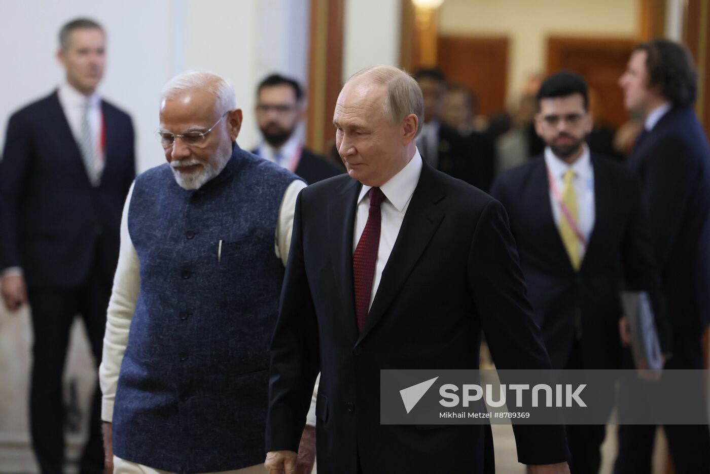 16th BRICS Summit. Russian President Vladimir Putin meets with Indian Prime Minister Narendra Modi