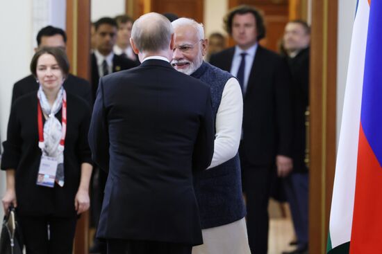 16th BRICS Summit. Russian President Vladimir Putin meets with Indian Prime Minister Narendra Modi