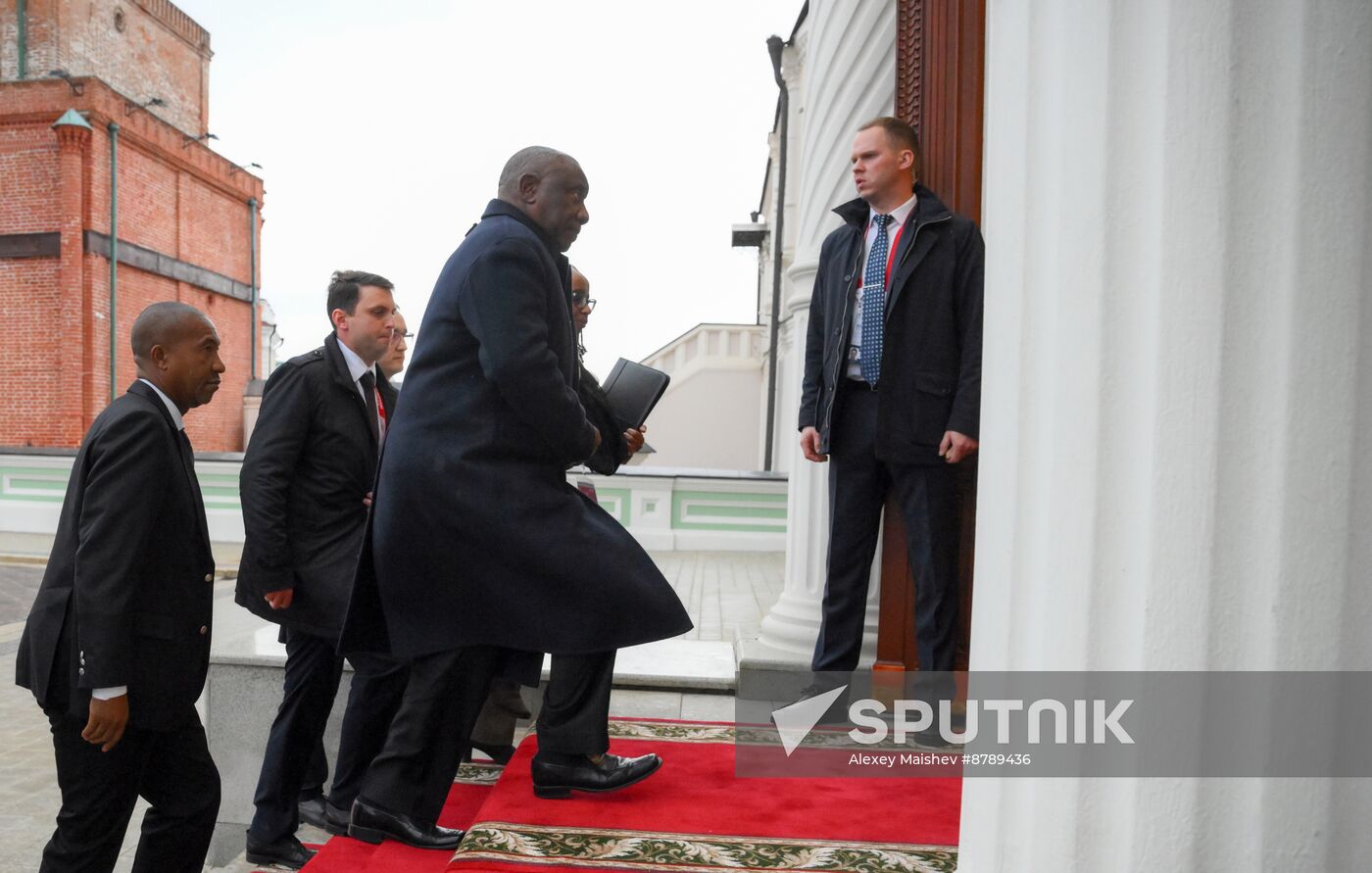 16th BRICS Summit. Russian President Vladimir Putin meets with President of South Africa Cyril Ramaphosa