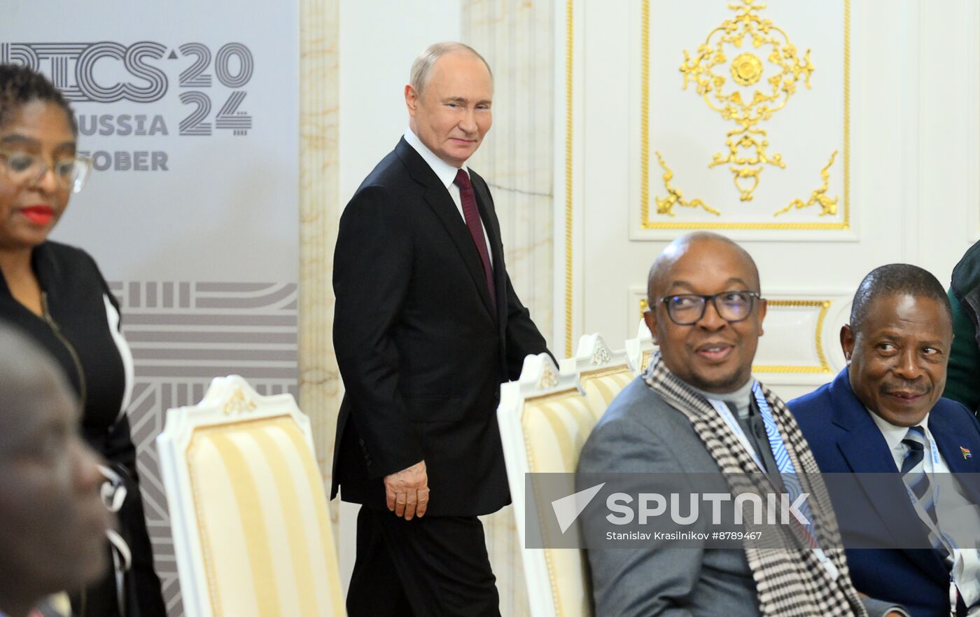 16th BRICS Summit. Russian President Vladimir Putin meets with President of South Africa Cyril Ramaphosa