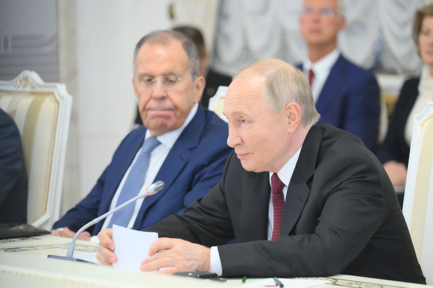 16th BRICS Summit. Russian President Vladimir Putin meets with President of South Africa Cyril Ramaphosa