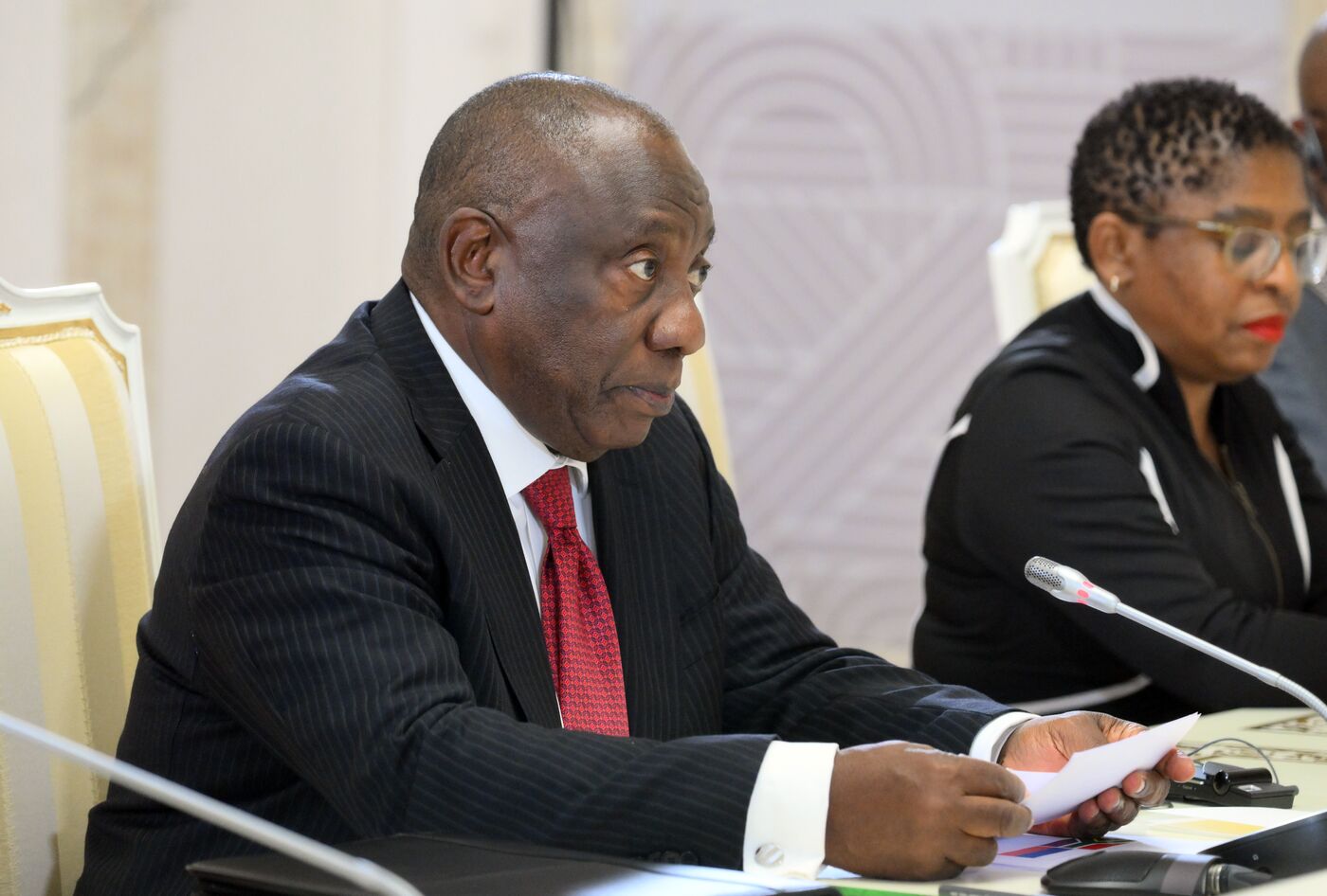 16th BRICS Summit. Russian President Vladimir Putin meets with President of South Africa Cyril Ramaphosa