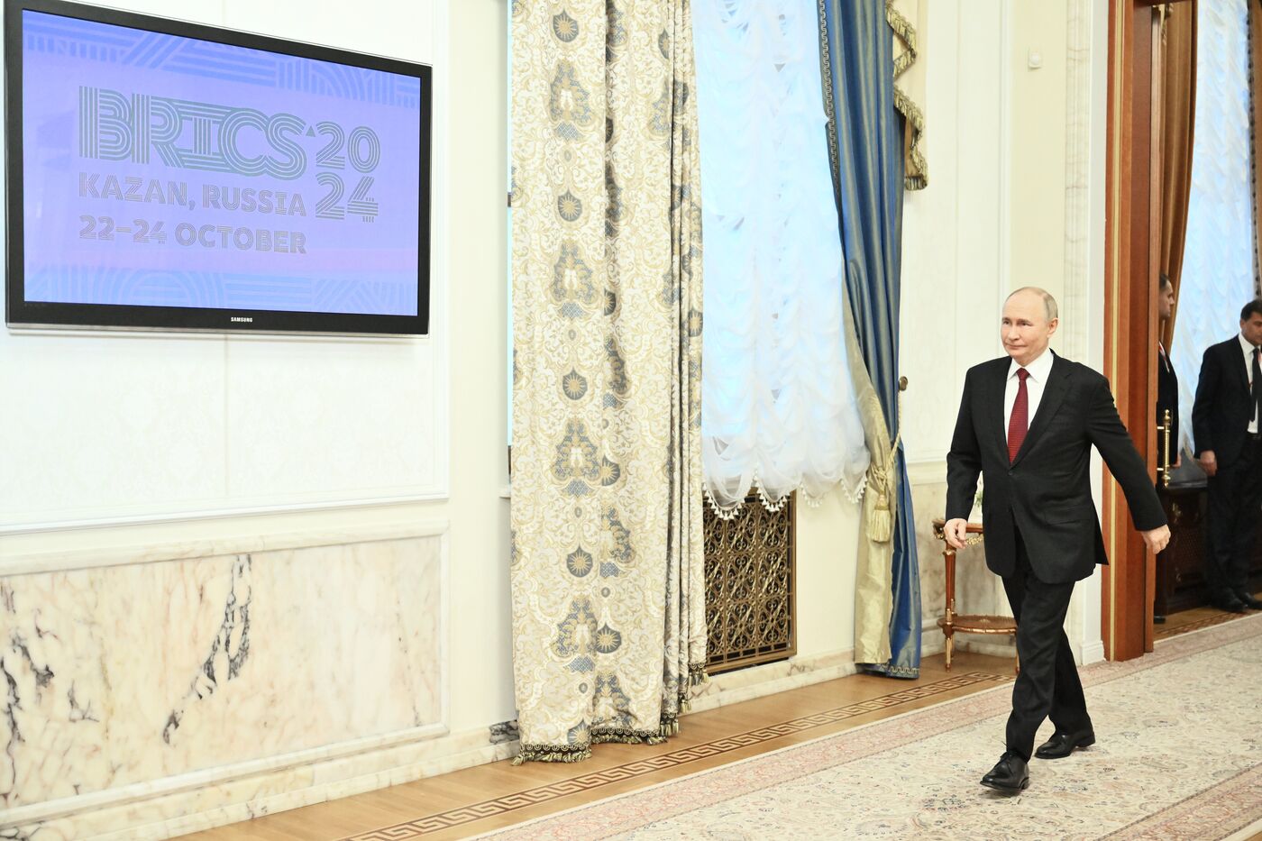 16th BRICS Summit. Russian President Vladimir Putin meets with President of South Africa Cyril Ramaphosa