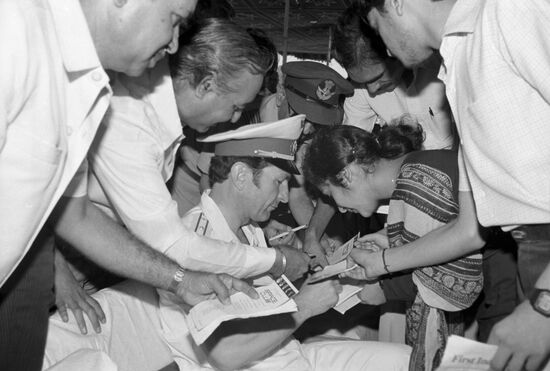 Soyuz T-11 international space mission crew in India
