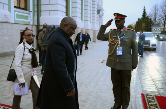 16th BRICS Summit. Russian President Vladimir Putin meets with President of South Africa Cyril Ramaphosa