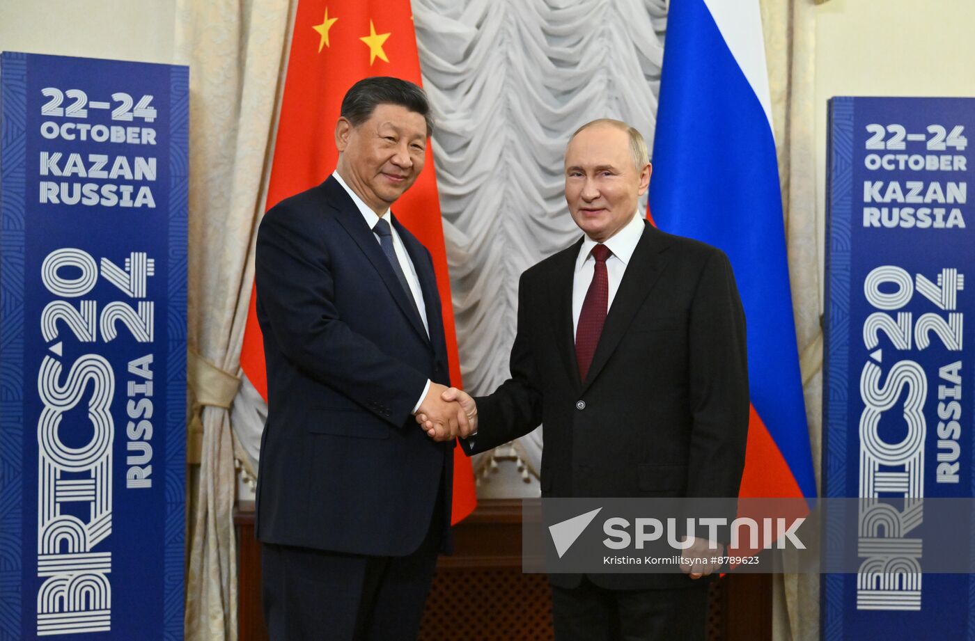 16th BRICS Summit. President Vladimir Putin meets with President of China Xi Jinping