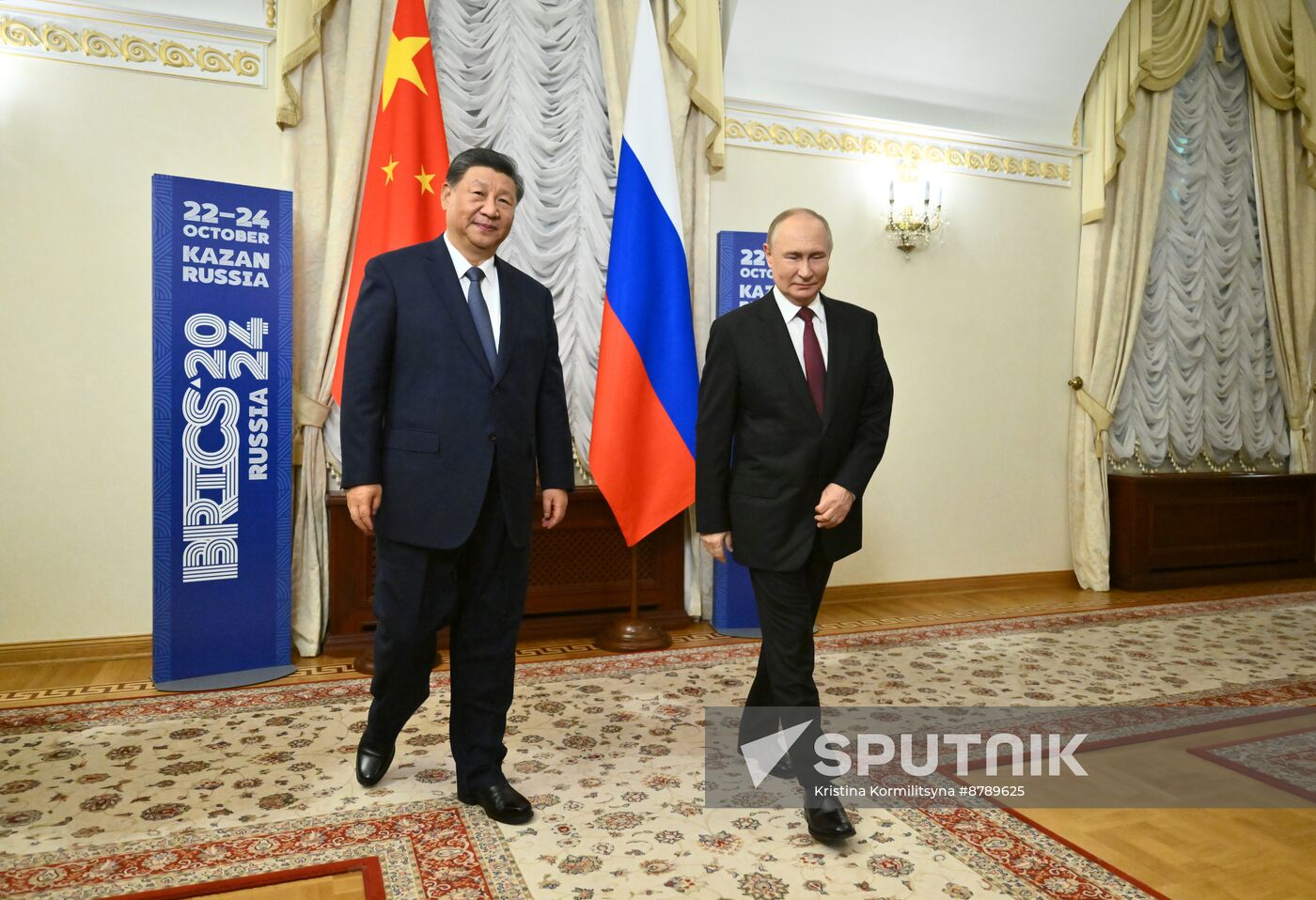 16th BRICS Summit. President Vladimir Putin meets with President of China Xi Jinping