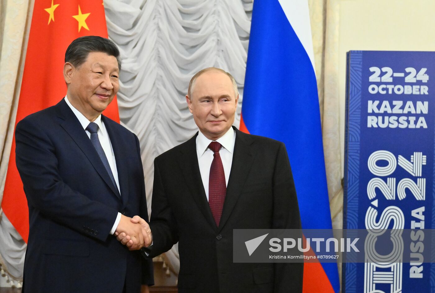 16th BRICS Summit. President Vladimir Putin meets with President of China Xi Jinping