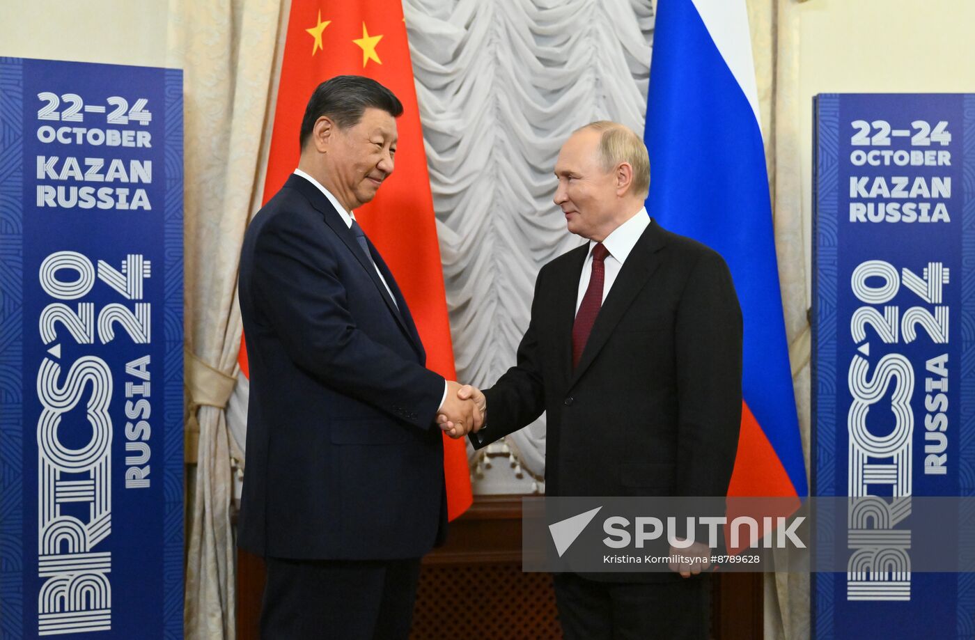 16th BRICS Summit. President Vladimir Putin meets with President of China Xi Jinping