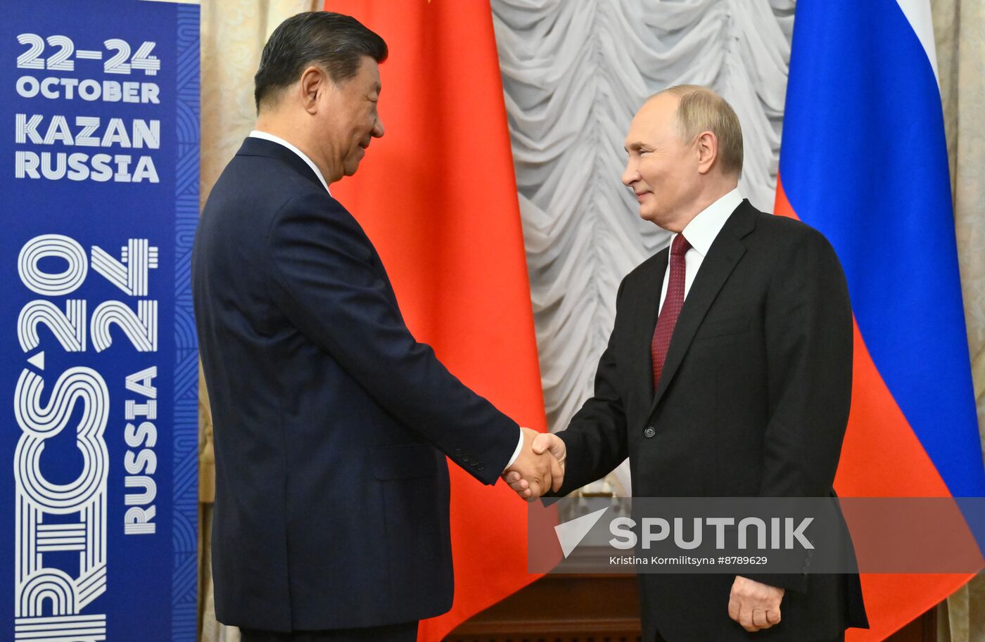 16th BRICS Summit. President Vladimir Putin meets with President of China Xi Jinping