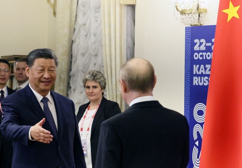 16th BRICS Summit. President Vladimir Putin meets with President of China Xi Jinping