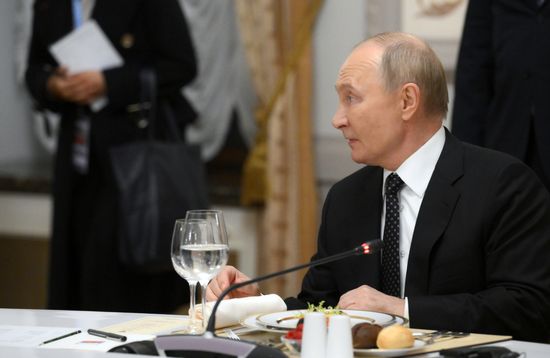 President of Russia Vladimir Putin during an informal lunch for the heads of BRICS delegations held as part of the 16th BRICS summit in Kazan. Location: Russia, Republic of Tatarstan, Kazan. Author: Sergey Bobylev. 16th BRICS Summit. Informal lunch for the heads of BRICS delegations