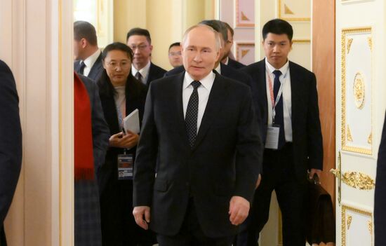 President of Russia Vladimir Putin during an informal lunch for the heads of BRICS delegations held as part of the 16th BRICS summit in Kazan. Location: Russia, Republic of Tatarstan, Kazan. Author: Alexey Nikolskiy. 16th BRICS Summit. Informal lunch for the heads of BRICS delegations