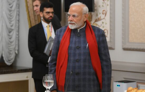 Prime Minister of India Narendra Modi during an informal lunch for the heads of BRICS delegations held as part of the 16th BRICS summit in Kazan. Location: Russia, Republic of Tatarstan, Kazan. Author: Alexey Nikolskiy. 16th BRICS Summit. Informal lunch for the heads of BRICS delegations