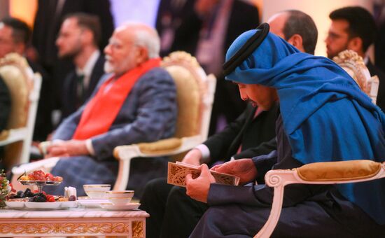 UAE Foreign Minister Sheikh Abdullah bin Zayed Al Nahyan during a concert ahead of an informal lunch for the heads of BRICS delegations held as part of the 16th BRICS summit in Kazan. Location: Russia, Republic of Tatarstan, Kazan. Author: Alexandr Kryazhev. 16th BRICS Summit. Informal lunch for the heads of BRICS delegations