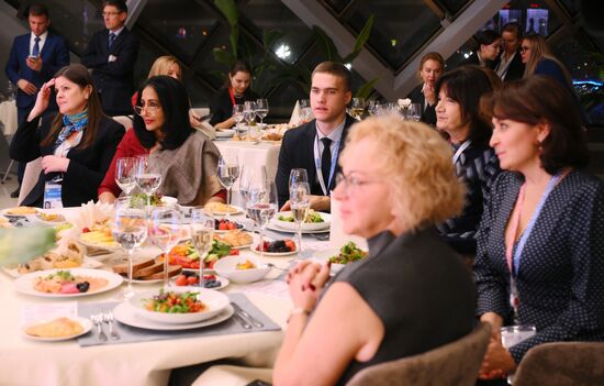 A fashion show held as part of the women's program of the 16th BRICS Summit in Kazan. Second left: Foreign Secretary of Sri Lanka Aruni Wijewardane. Location: Russia, Republic of Tatarstan, Kazan. Author: Vladimir Astapkovich. 16th BRICS Summit. Women's program