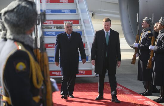 16th BRICS summit. President of Tajikistan Emomali Rahmon arrives in Kazan