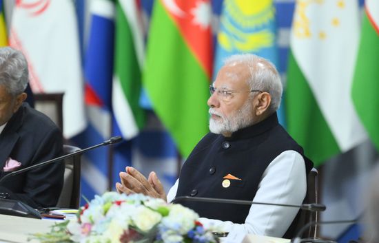 Prime Minister of India Narendra Modi during an expanded meeting of BRICS leaders during the 16th BRICS summit in Kazan. Location: Russia, Republic of Tatarstan, Kazan. Author: Grigory Sysoev. 16th BRICS summit. Expanded meeting of BRICS heads of delegation