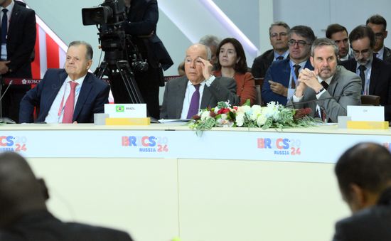 Foreign Minister of Brazil Mauro Vieira during an expanded meeting of BRICS leaders during the 16th BRICS summit in Kazan. Location: Russia, Republic of Tatarstan, Kazan. Author: Stanislav Krasilnikov. 16th BRICS summit. Expanded meeting of BRICS heads of delegation
