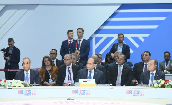 President of Egypt Abdel Fattah al-Sisi during an expanded meeting of BRICS leaders during the 16th BRICS summit in Kazan. Location: Russia, Republic of Tatarstan, Kazan. Author: Stanislav Krasilnikov. 16th BRICS summit. Expanded meeting of BRICS heads of delegation