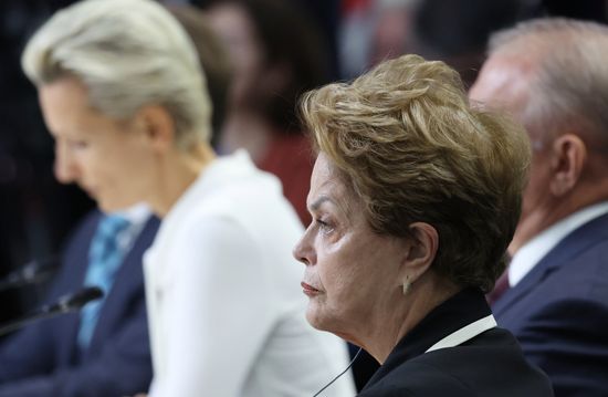 BRICS New Development Bank President Dilma Rousseff attends an expanded format meeting of heads of delegations at the 16th BRICS Summit in Kazan, Republic of Tatarstan, Russia. Location: Russia, Republic of Tatarstan, Kazan. Author: Alexander Kazakov/Sputnik. 16th BRICS summit. Expanded meeting of BRICS heads of delegation