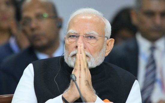 Prime Minister of India Narendra Modi during an expanded meeting of BRICS leaders during the 16th BRICS summit in Kazan. Location: Russia, Republic of Tatarstan, Kazan. Author: Stanislav Krasilnikov. 16th BRICS summit. Expanded meeting of BRICS heads of delegation