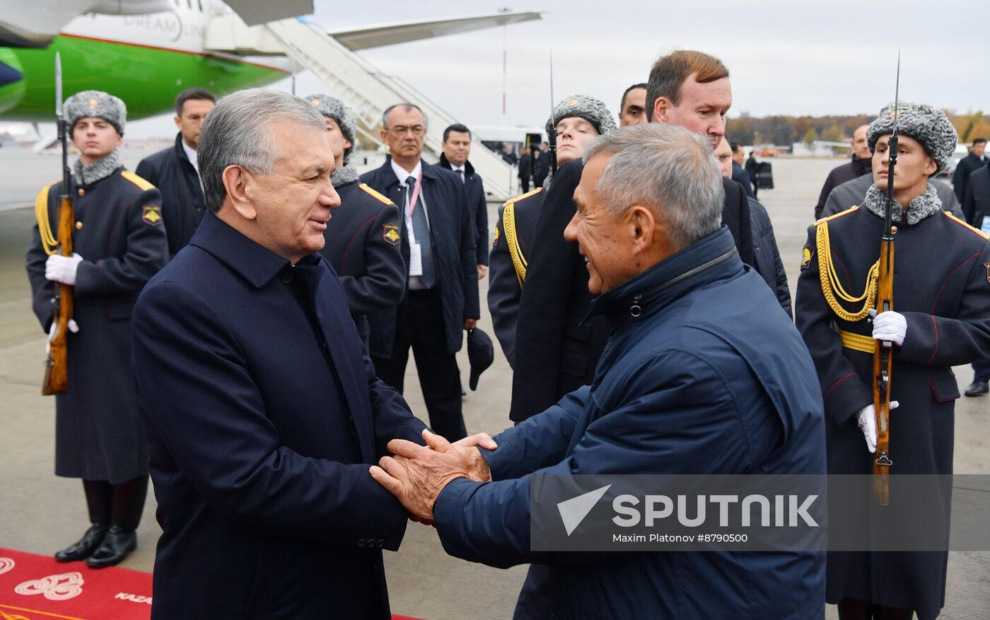 16th BRICS Summit. President of Uzbekistan Shavkat Mirziyoyev arrives in Kazan