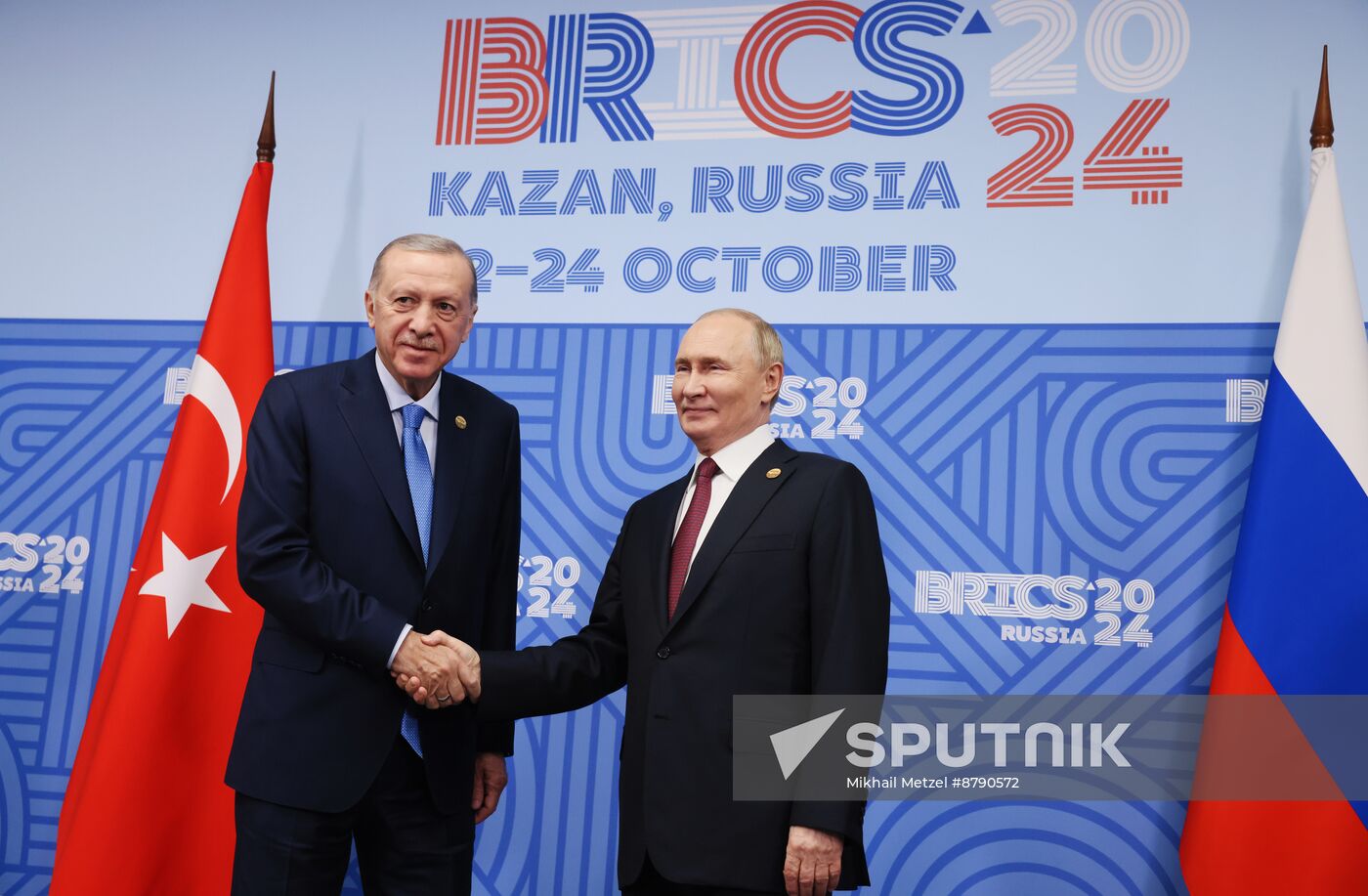 16th BRICS Summit. President of Russia Vladimir Putin meets with President of Turkiye Recep Tayyip Erdogan