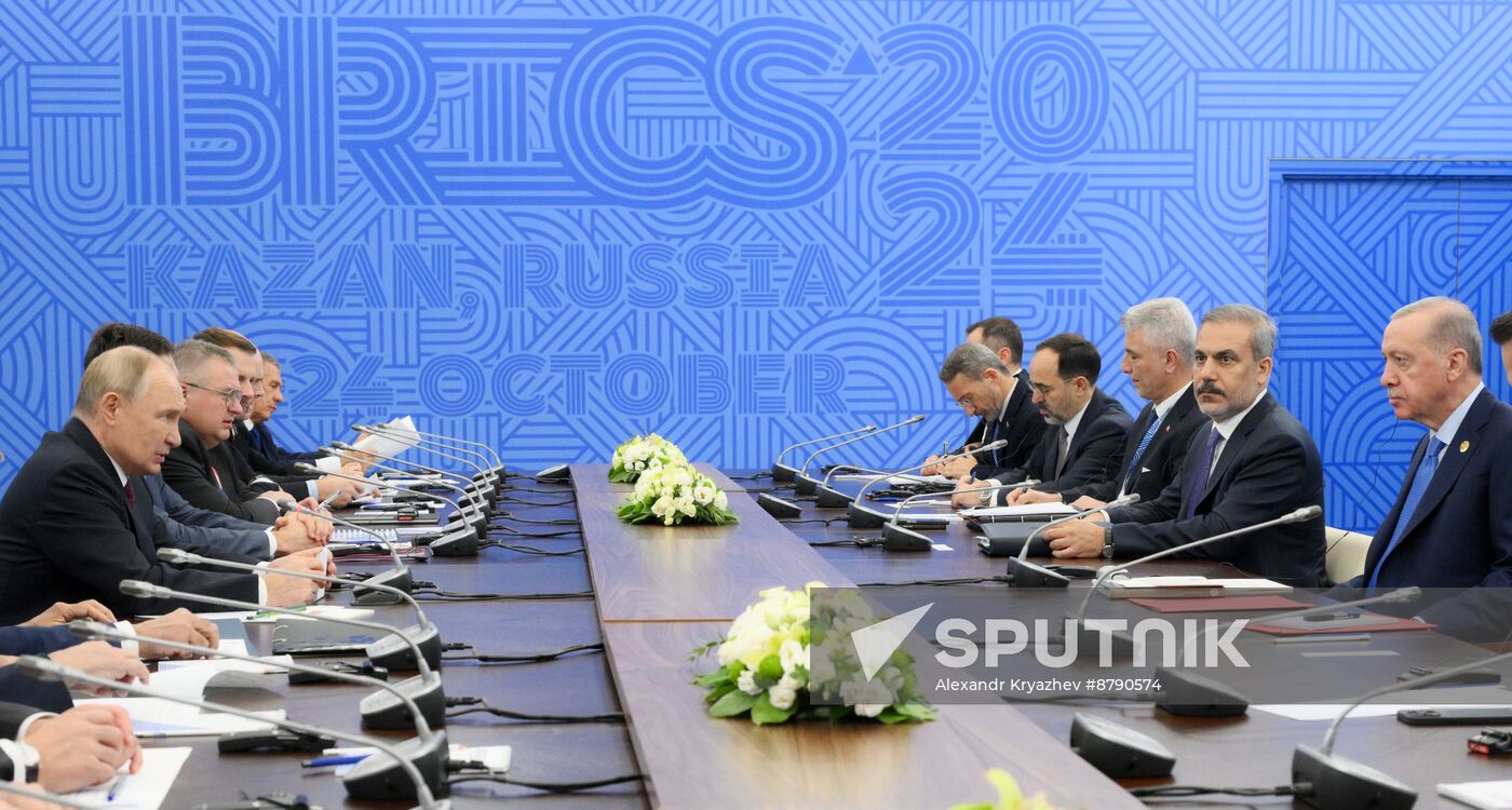 16th BRICS Summit. President of Russia Vladimir Putin meets with President of Turkiye Recep Tayyip Erdogan