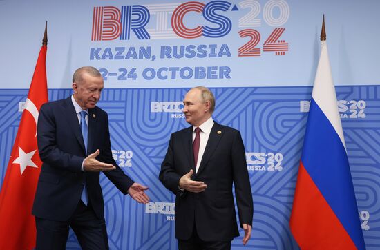 16th BRICS Summit. President of Russia Vladimir Putin meets with President of Turkiye Recep Tayyip Erdogan