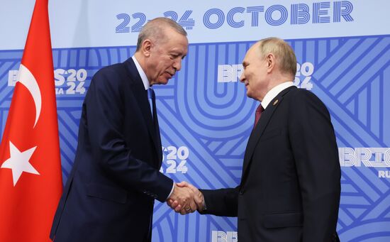 16th BRICS Summit. President of Russia Vladimir Putin meets with President of Turkiye Recep Tayyip Erdogan