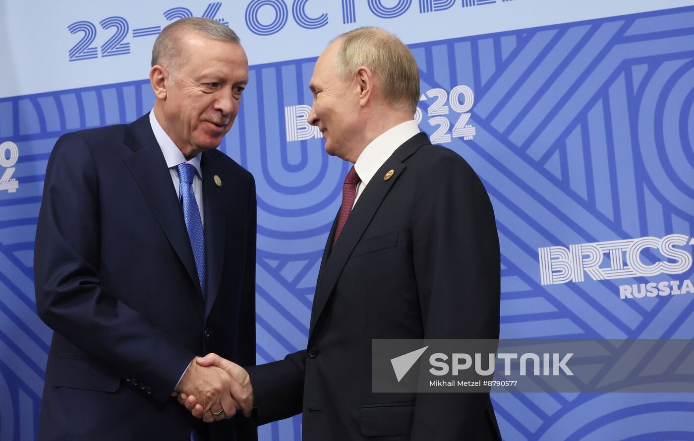 16th BRICS Summit. President of Russia Vladimir Putin meets with President of Turkiye Recep Tayyip Erdogan