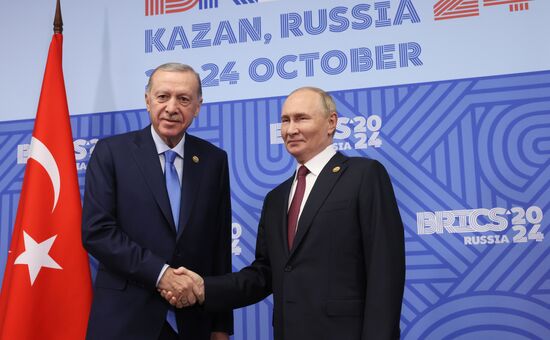 16th BRICS Summit. President of Russia Vladimir Putin meets with President of Turkiye Recep Tayyip Erdogan