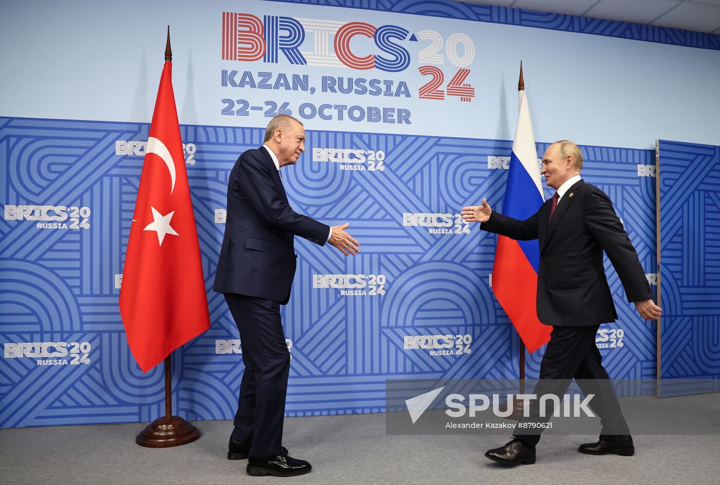 16th BRICS Summit. President of Russia Vladimir Putin meets with President of Turkiye Recep Tayyip Erdogan