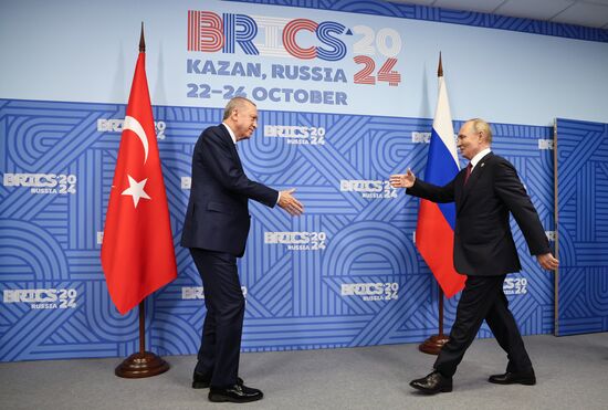 16th BRICS Summit. President of Russia Vladimir Putin meets with President of Turkiye Recep Tayyip Erdogan