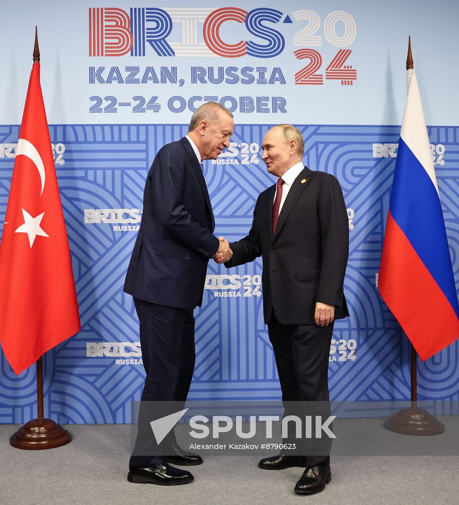 16th BRICS Summit. President of Russia Vladimir Putin meets with President of Turkiye Recep Tayyip Erdogan